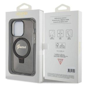 Guess GUHMP14XHRSGSK iPhone 14 Pro Max 6.7" czarny/juodos spalvos dėklas Ring Stand Script Glitter MagSafe - Image 8