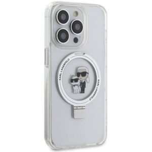 Apple iPhone 13 Pro Karl Lagerfeld dėklas Ring Stand Karl&Choupettte MagSafe (KLHMP13LHMRSKCH) baltos spalvos - Image 4