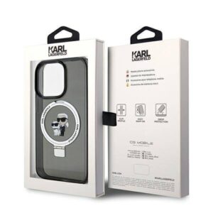 Apple iPhone 13 Pro Max Karl Lagerfeld dėklas Ring Stand Karl&Choupettte MagSafe (KLHMP13XHMRSKCK) juodos spalvos - Image 8
