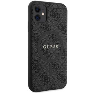 Apple iPhone 11 Guess dėklas 4G Collection odinis Metal Logo MagSafe (GUHMN61G4GFRK) juodos spalvos - Image 4