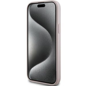 Apple iPhone 14 Plus / 15 Plus Guess dėklas 4G Collection odinis Metal Logo MagSafe (GUHMP15MG4GFRP) rožinės spalvos - Image 5