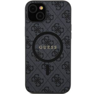 Apple iPhone 13 / 14 / 15 Guess dėklas 4G Collection odinis Metal Logo MagSafe (GUHMP15SG4GFRK) juodos spalvos - Image 3