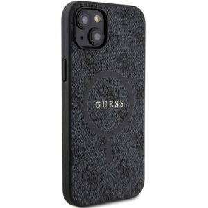 Apple iPhone 13 / 14 / 15 Guess dėklas 4G Collection odinis Metal Logo MagSafe (GUHMP15SG4GFRK) juodos spalvos - Image 4
