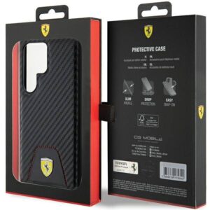 Samsung Galaxy S24 Ultra Ferrari dėklas Carbon Stitched Bottom (FEHCS24LN3PUK) juodos spalvos - Image 8