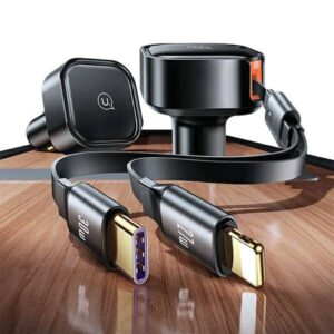 Automobilinis įkroviklis 30W su kabeliu 2x USB-C PD Fast Charge USAMS C41 CC220CC01 (US-CC220) juodos spalvos - Image 6
