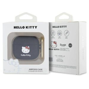 Apple AirPods 3 Hello Kitty Silicone 3D Kitty Head (HKA33DKHSK) ausinių dėklas juodos spalvos - Image 3