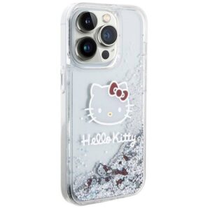 Apple iPhone 15 Pro Hello Kitty dėklas Liquid Glitter Charms Kitty Head (HKHCP15LLIKHET) sidabrinės spalvos - Image 4