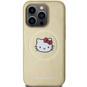 Apple iPhone 14 Pro Hello Kitty dėklas odinis Kitty Head MagSafe (HKHMP14LPGHCKD) aukso spalvos - Image 3