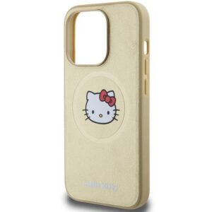 Apple iPhone 14 Pro Hello Kitty dėklas odinis Kitty Head MagSafe (HKHMP14LPGHCKD) aukso spalvos - Image 6