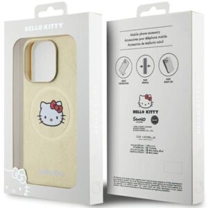 Apple iPhone 14 Pro Hello Kitty dėklas odinis Kitty Head MagSafe (HKHMP14LPGHCKD) aukso spalvos - Image 8