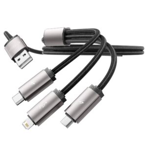 Kabelis 3in1 3.5A 1m USB - USB-C + Lightning + Micro USB Tech-Protect UltraBoost pilkos spalvos - Image 3