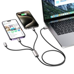 Kabelis 3in1 3.5A 1m USB - USB-C + Lightning + Micro USB Tech-Protect UltraBoost pilkos spalvos - Image 6