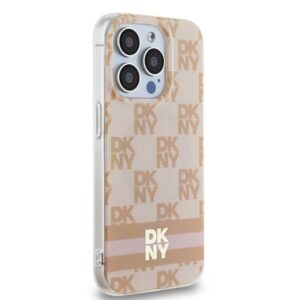 Apple iPhone 13 Pro Max DKNY dėklas IML Checkered Mono Pattern & Printed Stripes MagSafe (DKHMP13XHCPTSP) rožinės spalvos - Image 4