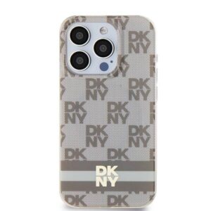 Apple iPhone 14 Pro Max DKNY dėklas IML Checkered Mono Pattern & Printed Stripes MagSafe (DKHMP14XHCPTSE) beige - Image 3