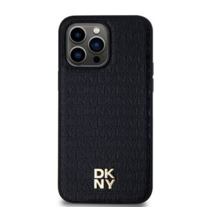 Apple iPhone 14 Pro Max DKNY odinis dėklas Monogram Pattern Metal Logo MagSafe (DKHMP14XPSHRPSK) juodos spalvos - Image 3