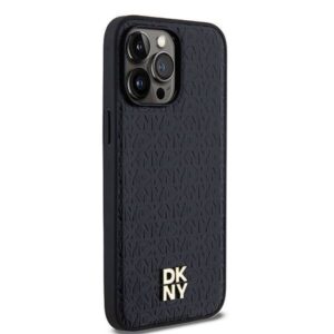 Apple iPhone 14 Pro Max DKNY odinis dėklas Monogram Pattern Metal Logo MagSafe (DKHMP14XPSHRPSK) juodos spalvos - Image 4