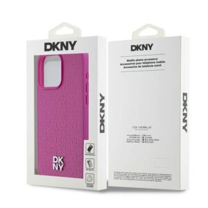 Apple iPhone 15 Pro Max DKNY odinis dėklas Monogram Pattern Metal Logo MagSafe (DKHMP15XPSHRPSP) rožinės spalvos - Image 8