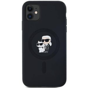 Apple iPhone 11 / XR Karl Lagerfeld dėklas Silicone Karl & Choupette Magsafe (KLHMN61SCMKCRHK) juodos spalvos - Image 3