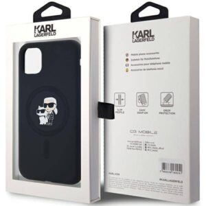 Apple iPhone 11 / XR Karl Lagerfeld dėklas Silicone Karl & Choupette Magsafe (KLHMN61SCMKCRHK) juodos spalvos - Image 8