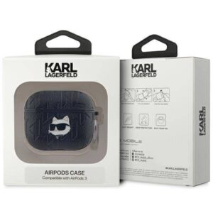 Apple AirPods 3 Karl Lagerfeld Cover Monogram Choupette Head ausinių dėklas juodos spalvos - Image 3