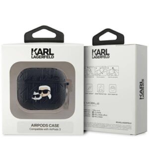 Apple AirPods 3 Karl Lagerfeld Cover Monogram Karl & Choupette Head ausinių dėklas juodos spalvos - Image 3