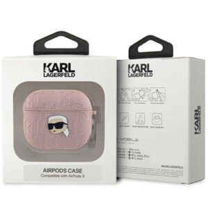 Apple AirPods 3 Karl Lagerfeld Cover Monogram Karl Head ausinių dėklas rožinės spalvos - Image 3