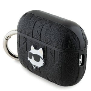 Apple AirPods Pro 2 Karl Lagerfeld Cover Monogram Choupette Head ausinių dėklas juodos spalvos - Image 3