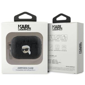 Apple AirPods Pro 2 Karl Lagerfeld Cover Monogram Karl Head ausinių dėklas juodos spalvos - Image 4
