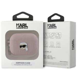 Apple AirPods Pro 2 Karl Lagerfeld Cover Monogram Karl Head ausinių dėklas rožinės spalvos - Image 4