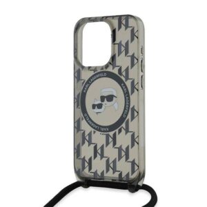 Apple iPhone 15 Pro Karl Lagerfeld Hardcase IML Crossbody Monogram Karl & Choupette Head MagSafe (KLHMP15LHCKCKLCK) dėklas telefonui juodos spalvos - Image 5