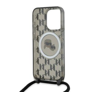 Apple iPhone 15 Pro Karl Lagerfeld Hardcase IML Crossbody Monogram Karl & Choupette Head MagSafe (KLHMP15LHCKCKLCK) dėklas telefonui juodos spalvos - Image 6