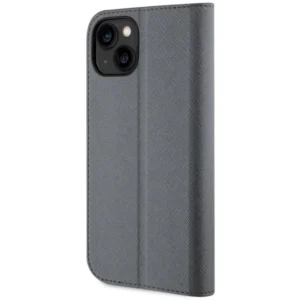 Karl Lagerfeld KLBKP14SSANKCPG Apple iPhone 14 6.1" atverčiamas dėklas telefonui sidabro spalvos Saffiano Karl & Choupette - Image 2