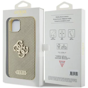 Guess Perforated 4G Glitter Apple iPhone 15 - dėklas telefonui aukso spalvos - Image 8