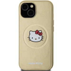 Hello Kitty Leather Kitty Head MagSafe Apple iPhone 15 - dėklas telefonui aukso spalvos - Image 3