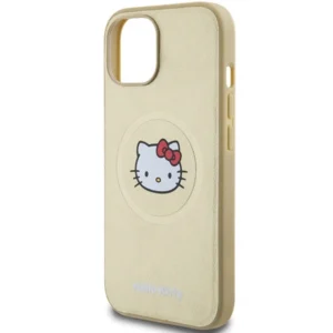Hello Kitty Leather Kitty Head MagSafe Apple iPhone 15 - dėklas telefonui aukso spalvos - Image 6