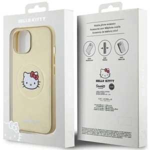 Hello Kitty Leather Kitty Head MagSafe Apple iPhone 15 - dėklas telefonui aukso spalvos - Image 8