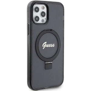 Guess Ring Stand Script Glitter MagSafe Apple iPhone 12/12 Pro - dėklas telefonui juodos spalvos - Image 4