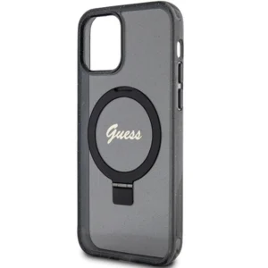 Guess Ring Stand Script Glitter MagSafe Apple iPhone 12/12 Pro - dėklas telefonui juodos spalvos - Image 6