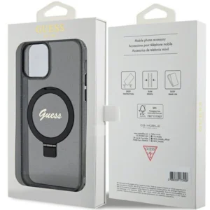 Guess Ring Stand Script Glitter MagSafe Apple iPhone 12/12 Pro - dėklas telefonui juodos spalvos - Image 8