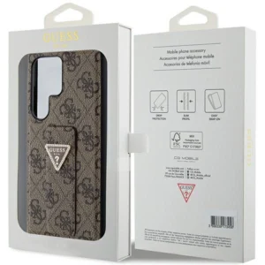 Guess GUHCS24LPGS4TDW S24 Ultra S928 dėklas telefonui rudos spalvos Grip Stand 4G Triangle Strass - Image 8