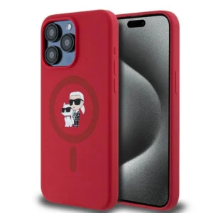 Karl Lagerfeld silikoninis Karl&Choupette Ring MagSafe Apple iPhone 15 Pro Max - dėklas telefonui raudonos spalvos - Image 1