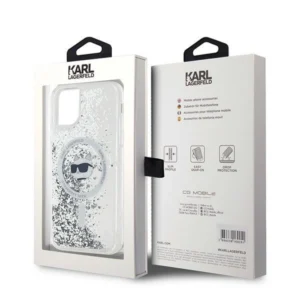 Karl Lagerfeld Liquid Glitter Choupette Head MagSafe Apple iPhone 11 / Xr - dėklas telefonui skaidrus - Image 8