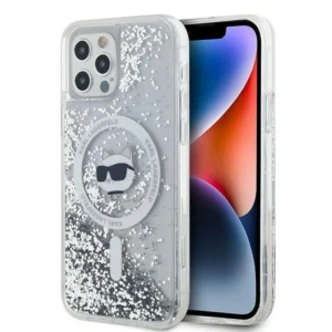 Karl Lagerfeld Liquid Glitter Choupette Head MagSafe Apple iPhone 12 / 12 Pro - dėklas telefonui skaidrus