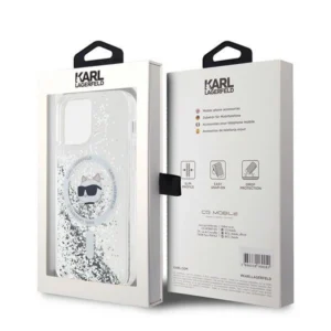 Karl Lagerfeld Liquid Glitter Choupette Head MagSafe Apple iPhone 12 / 12 Pro - dėklas telefonui skaidrus - Image 8