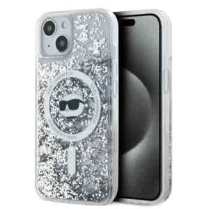 Karl Lagerfeld Liquid Glitter Choupette Head MagSafe Apple iPhone 14 / 15 / 13 - dėklas telefonui skaidrus