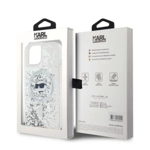 Karl Lagerfeld Liquid Glitter Choupette Head MagSafe Apple iPhone 14 / 15 / 13 - dėklas telefonui skaidrus - Image 8