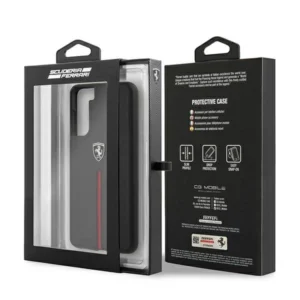 Ferrari FEOSIHCS21MBK S21 Plus G996 dėklas telefonui juodos spalvos Off Track Leather Nylon Stripe - Image 8