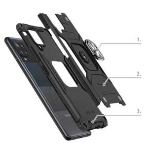 Wozinsky Ring Armor su stoveliu Tough Rugged Samsung Galaxy A42 5G dėklas telefonui juodos spalvos - Image 3