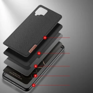 Dux Ducis Fino covered with nylon material Samsung Galaxy A22 4G dėklas telefonui juodos spalvos - Image 3