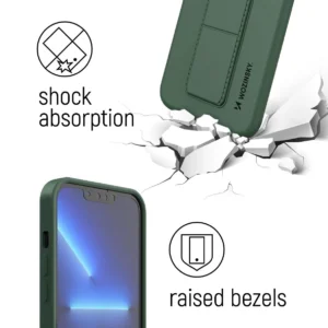 Wozinsky silikoninis su stoveliu Samsung Galaxy A22 4G dėklas telefonui pilkos spalvos - Image 4